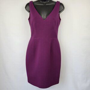 Elie Tahari Ponte Knit Double V-Neck Sleeveless Sheath Dress Purple Size 2